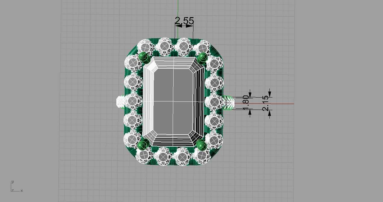 Top-down CAD render of a halo setting